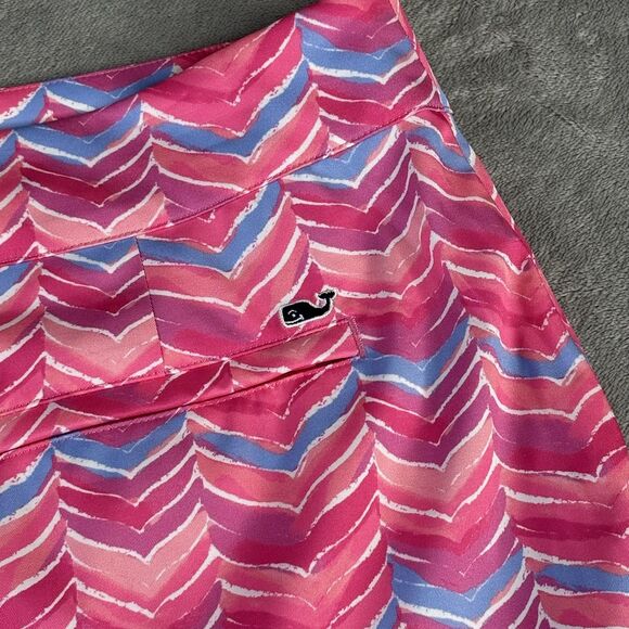 Vineyard Vines Skort Womens 12 Pink Blue Chevron Golf Tennis Stretch Pockets - Picture 6 of 16